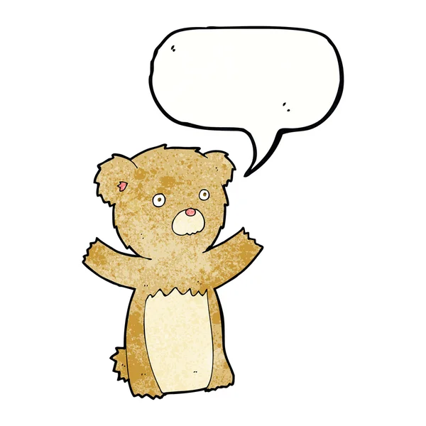Cartone animato orsacchiotto con bolla discorso — Vettoriale Stock