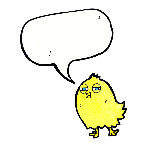 Divertido pájaro de dibujos animados con burbuja del habla — Archivo Imágenes Vectoriales