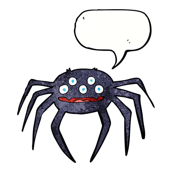 Halloween örümcek konuşma balonu ile çizgi film — Stok Vektör