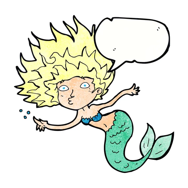 Cartoon zeemeermin met spraakbel — Stockvector