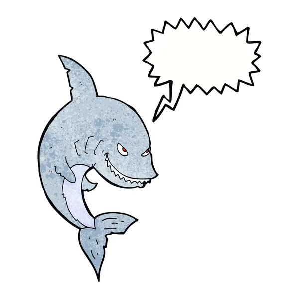 Drôle de requin dessin animé avec bulle de parole — Image vectorielle