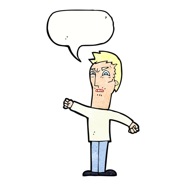 Cartoon annoyed man with speech bubble — Stock Vector
