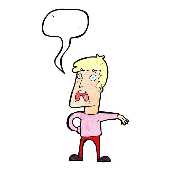 Cartoon klagen man met spraakzeepbel — Stockvector