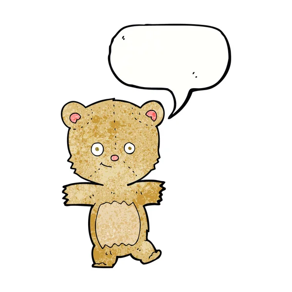 Cartoon funny teddy bear with speech bubble — Stock Vector