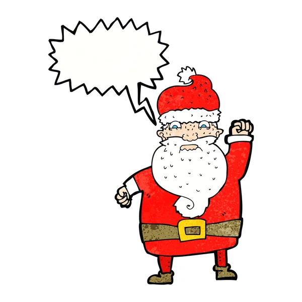 Cartone animato arrabbiato Babbo Natale con bolla discorso — Vettoriale Stock