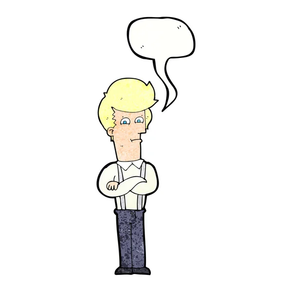 Karikatür konuşma baloncuğu ile rahatsız adam — Stok Vektör