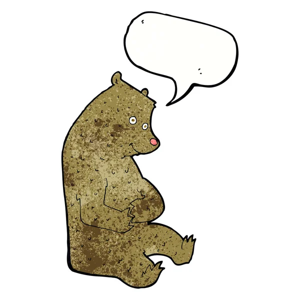 Dibujos animados oso feliz con burbuja de habla — Archivo Imágenes Vectoriales