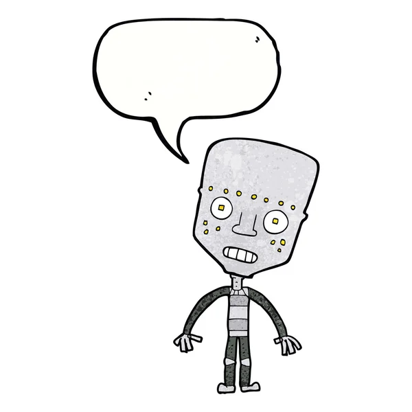 Robot de dibujos animados con burbuja de habla — Vector de stock