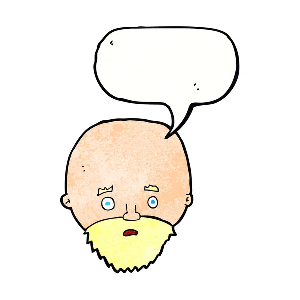 Dessin animé choqué homme avec barbe avec bulle de parole — Image vectorielle