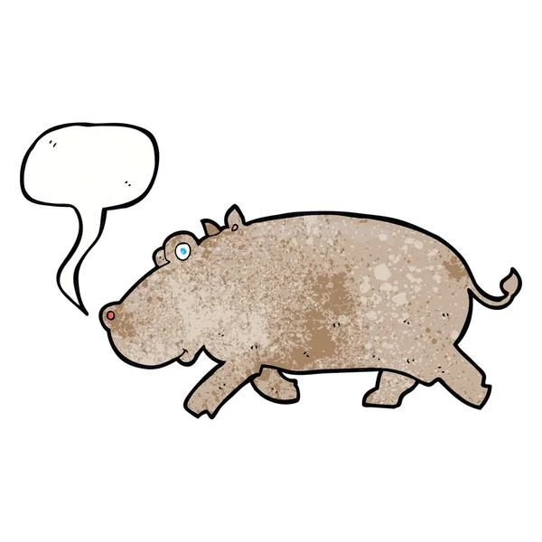 Hipopótamo de desenhos animados com bolha de fala — Vetor de Stock