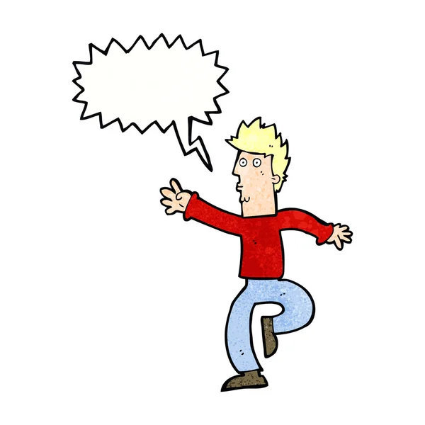 Cartoon dringende man met spraakzeepbel — Stockvector