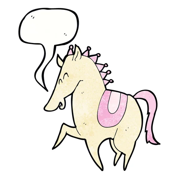 Kreslený tančící kůň s bublinou řeči — Stockový vektor