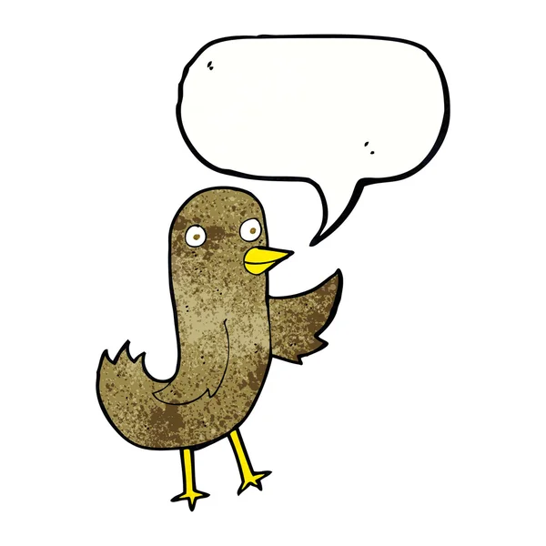 Забавная мультяшная птица с говорящим мыльным пузырем — стоковый вектор