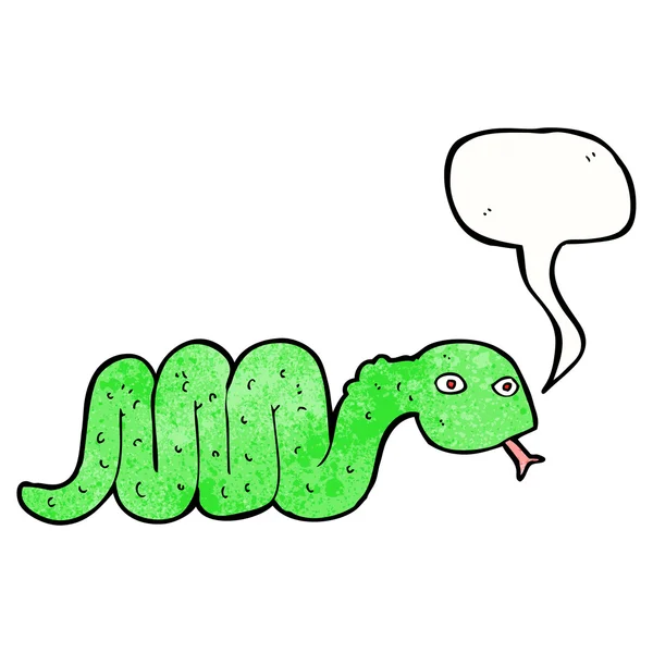 Divertente serpente cartone animato con la bolla discorso — Vettoriale Stock