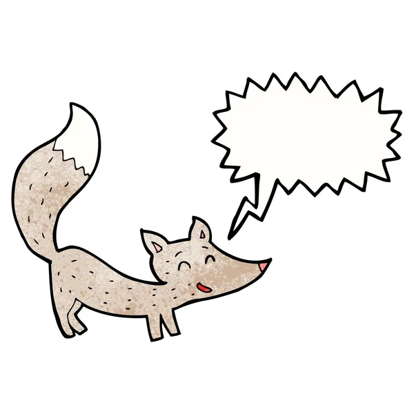 Dessin animé petit loup avec bulle de parole — Image vectorielle