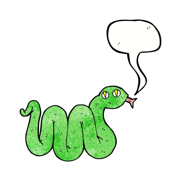 Divertida serpiente de dibujos animados con burbuja de habla — Vector de stock