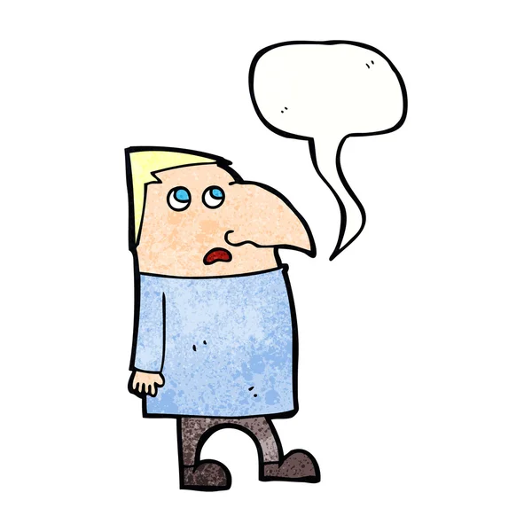 Cartone animato preoccupato uomo con bolla discorso — Vettoriale Stock