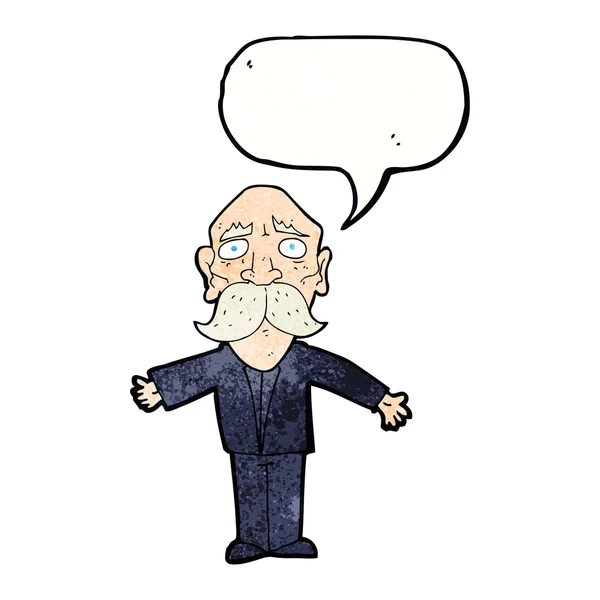 Cartoon disapointed old man with speech bubble — Stock Vector