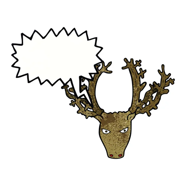 Cartoon stag head with speech bubble — Stock Vector