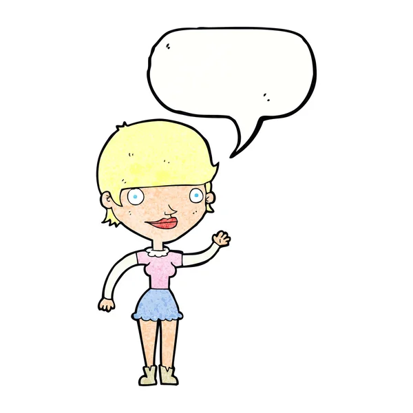 Cartoon woman with idea with speech bubble — Stock Vector