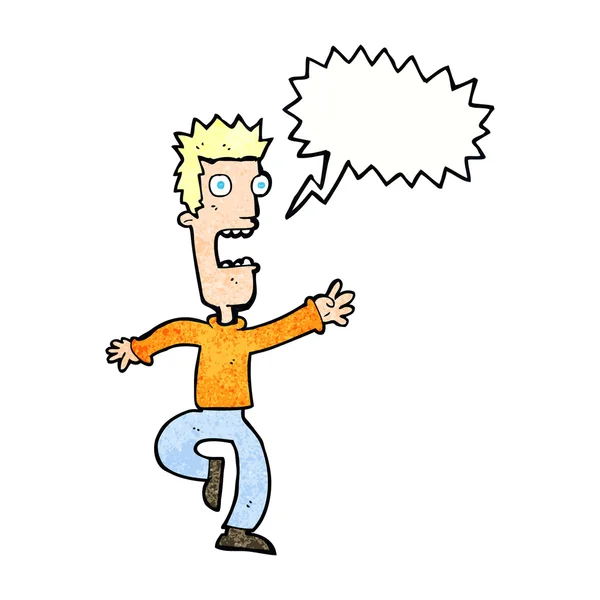 Hombre gritando de dibujos animados con burbuja de habla — Vector de stock