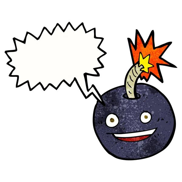 Bombe brûlante de dessin animé avec bulle de parole — Image vectorielle