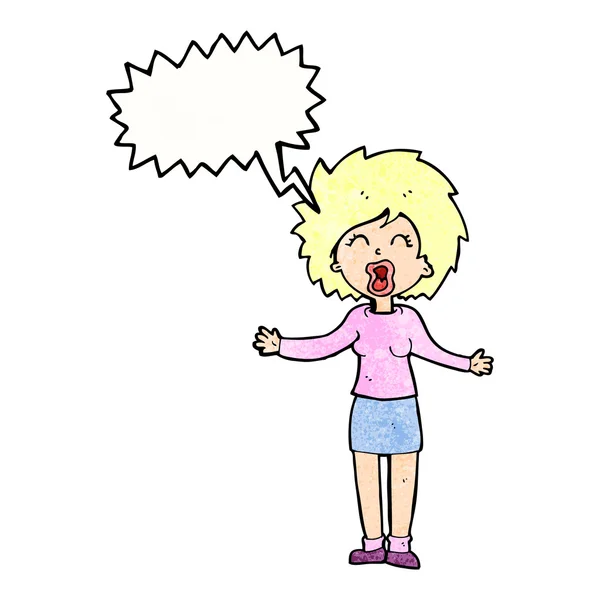 Cartoon laute Frau mit Sprechblase — Stockvektor