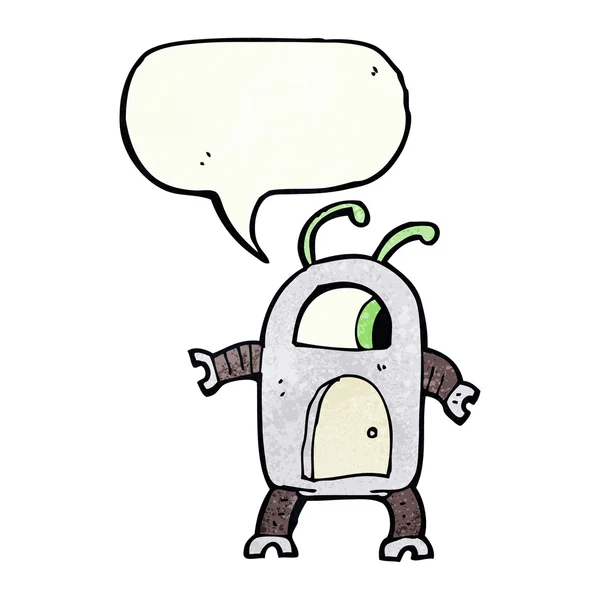 Cartoon alien robot with speech bubble — Stock Vector