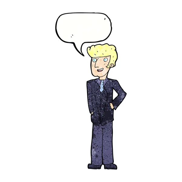 Γελοιογραφία operclass άνθρωπος με φούσκα ομιλία — Διανυσματικό Αρχείο