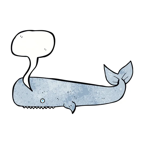 Ballena de dibujos animados con burbuja de habla — Vector de stock