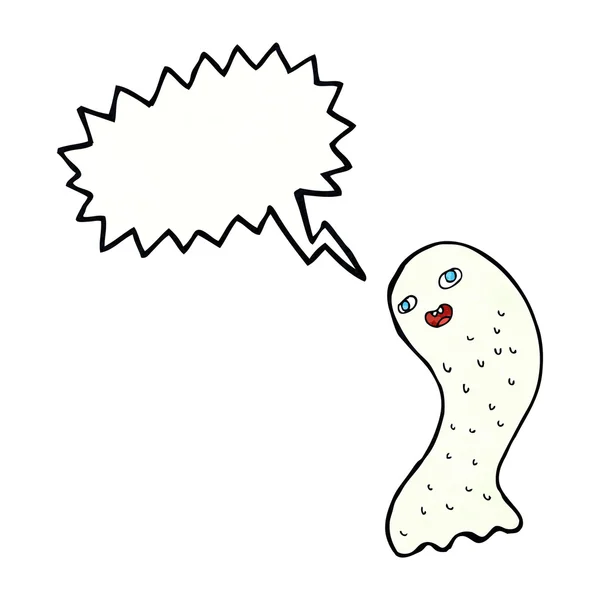 Divertido fantasma de dibujos animados con burbuja de habla — Vector de stock