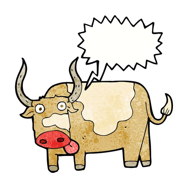 Toro de dibujos animados con burbuja de habla — Vector de stock