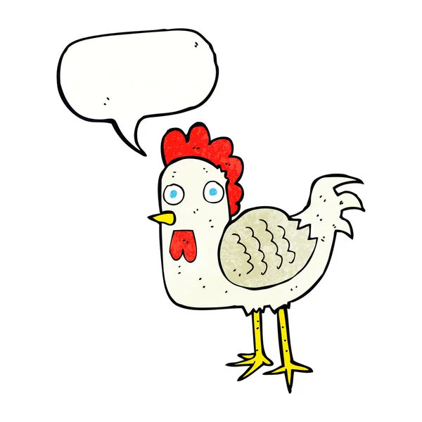 Cartoon chicken with speech bubble — Stock Vector