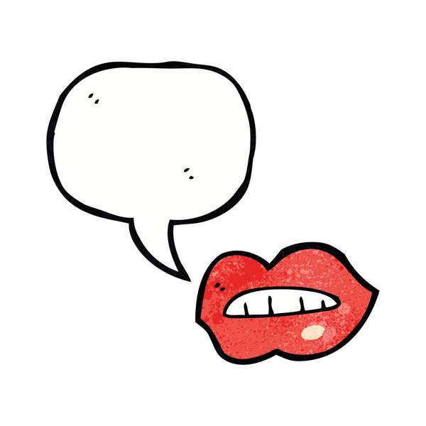 Labios de dibujos animados con burbuja del habla — Vector de stock