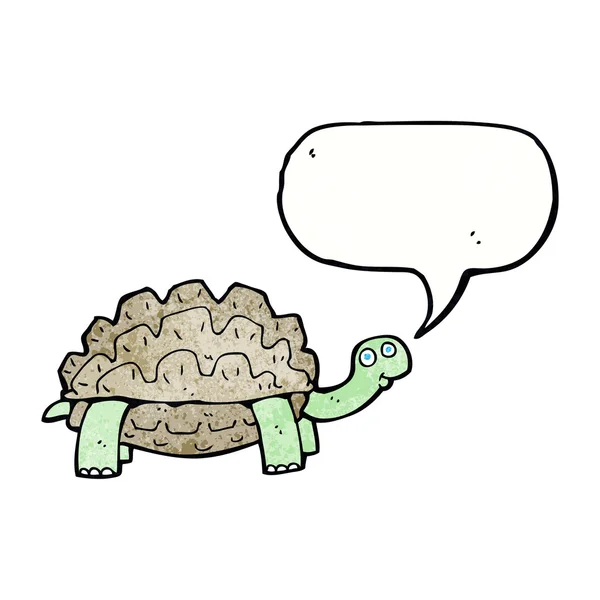 Tortuga de dibujos animados con burbuja de habla — Vector de stock