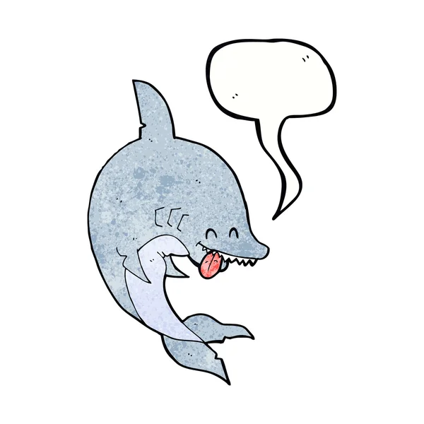 Drôle de requin dessin animé avec bulle de parole — Image vectorielle