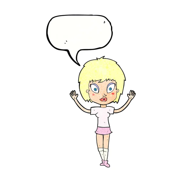 Мультфильм красивая девушка с мыльным пузырем речи — стоковый вектор