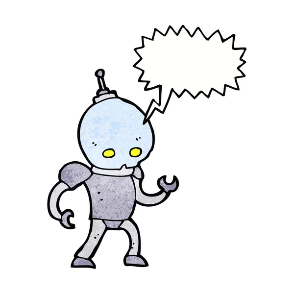 Robot extraterrestre dessin animé avec bulle vocale — Image vectorielle