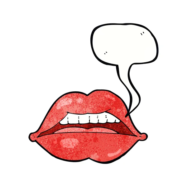 Cartoon sexy lips symbol with speech bubble — Stock Vector