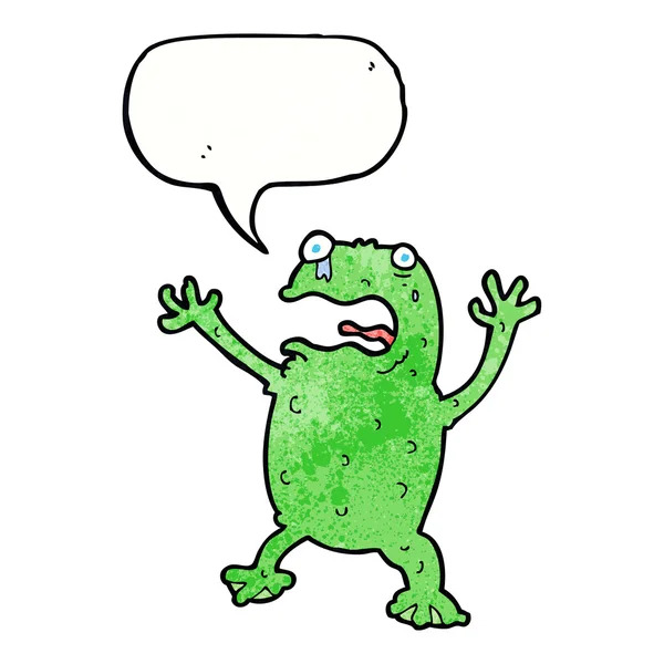 Dibujos animados rana asustada con burbuja de habla — Archivo Imágenes Vectoriales