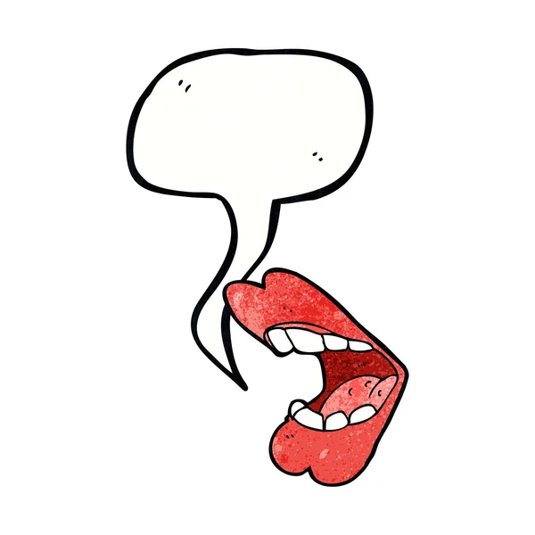 Boca de dibujos animados con burbuja del habla — Vector de stock