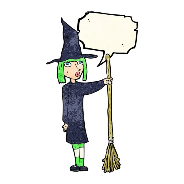 Cartoon witch with speech bubble — Stock Vector