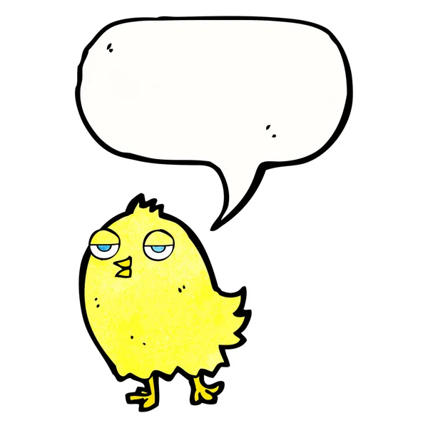 Divertido pájaro de dibujos animados con burbuja del habla — Vector de stock