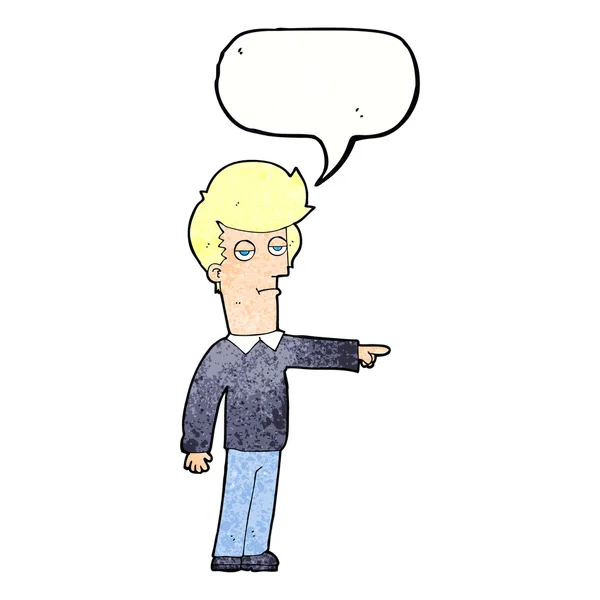 Kartun menunjuk manusia dengan gelembung ucapan - Stok Vektor