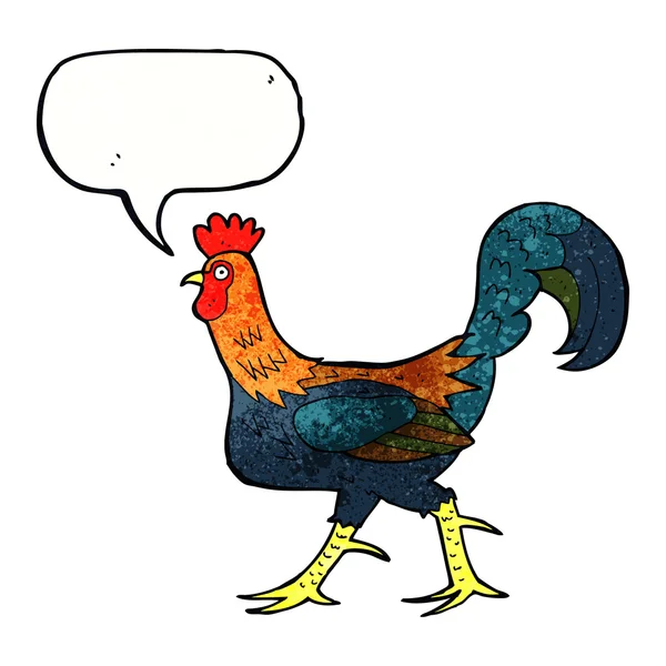 Gallo del fumetto con bolla vocale — Vettoriale Stock