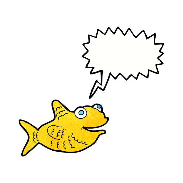 Κινούμενα σχέδια χαρούμενο ψάρι με φούσκα ομιλία — Διανυσματικό Αρχείο