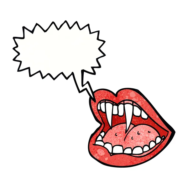 Cartoon vampire mouth with speech bubble — Stock Vector