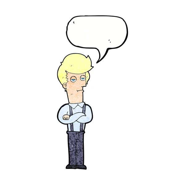 Cartoon bored man with speech bubble — Stock Vector