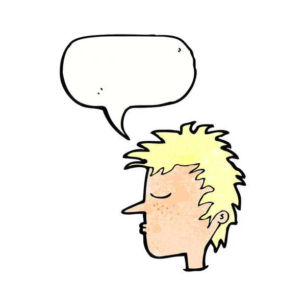 Cartoon αρσενικά πρόσωπο με το συννεφάκι λόγου — Διανυσματικό Αρχείο
