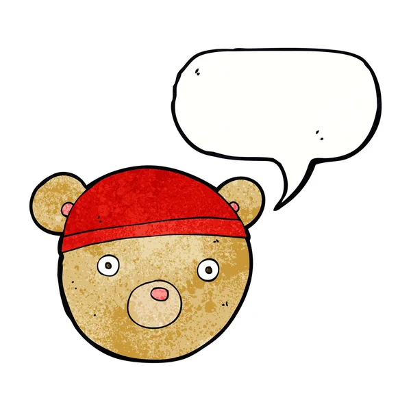 Cartoon teddy bear hat with speech bubble — Stock Vector